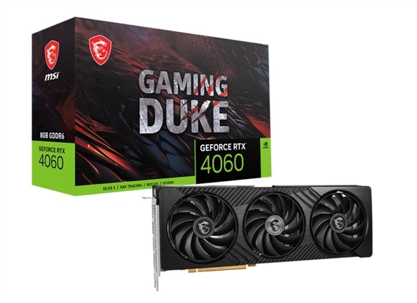 微星推出RTX 4060 8G DUKE 3X暗黑龍爵顯卡：純黑外觀、加入碳纖維飾紋